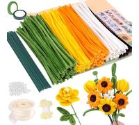 Dreamtop Kit de 400 limpiadores de tuberías para flores artesanales, limpiadores de tuberías flexibles de 30 cm x 6 cm de largo en 5 colores, tallos de chenilla, manualidades y manualidades