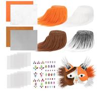 Dreamtop Kit Mascara Gato Therian con 4 Piezas Pelo y Piel con Mallas de Ojos y Calcomanía de Gemas para Pintar kit de Mascaras Therian Gatos DIY