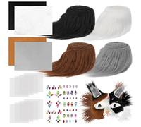 Dreamtop Therian Kit de Máscara de Gato con 4 Piezas Pelo y Piel con Mallas de Ojos y Calcomanía de Gemas para Pintar kit de Mascaras Therian Gatos DIY