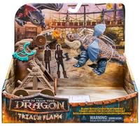 DreamWorks Dragons, Prueba de Fuego, Blazing Battles Catapult Blast Gronckle Playset, Playset de Figura de dragón con 3 Figuras de Vikingo de cartón para Mayores de 4 años