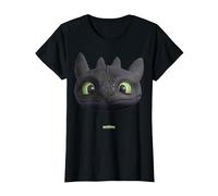 DreamWorks Dragons Toothless Night Fury Big Face Costume 3D Camiseta, Mujer, Negro, XS