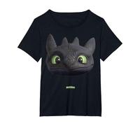 DreamWorks Dragons Toothless Night Fury Big Face Costume 3D Camiseta, Mujer Tallas Grandes, Negro, 3XL Grande