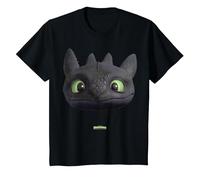 DreamWorks Dragons Toothless Night Fury Big Face Costume 3D Camiseta, Niños, Negro, 8 años