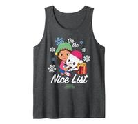DreamWorks Gabby’s Dollhouse Holiday Gabby & Pandy Camiseta sin Mangas, Hombre, Jaspeado Oscuro, XXL