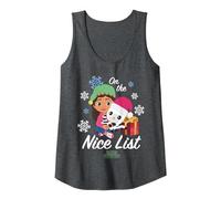 DreamWorks Gabby’s Dollhouse Holiday Gabby & Pandy Camiseta sin Mangas, Mujer, Jaspeado Oscuro, L
