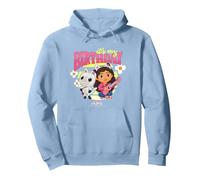 DreamWorks Gabby's Dollhouse Birthday It's My Birthday Logo Sudadera con Capucha, Unisex para Adultos, Azul Polvoriento, S