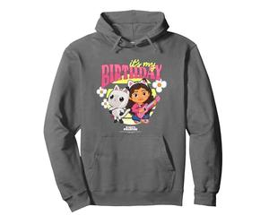 DreamWorks Gabby's Dollhouse Birthday It's My Birthday Logo Sudadera con Capucha, Unisex para Adultos, Asfalto, XL