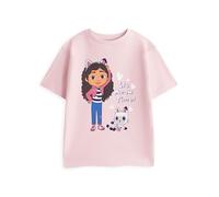 DREAMWORKS GABBY'S DOLLHOUSE CASA DE MUÑECAS DE Gabby Camiseta Rosa con Estampado Pandy Paws | Top de Manga Corta It's Meow Time | Camiseta con Personaje de Dibujos Animados para niña