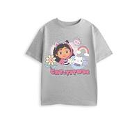 DREAMWORKS GABBY'S DOLLHOUSE LA CASA DE MUÑECAS DE Gabby Camiseta Estampada Gris de Manga Corta | Top de Cuello Redondo Cat-titude | Camiseta Infantil con Estampado de Personajes de Dibujos Animados
