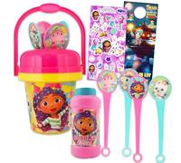 DreamWorks Gabby's - Juego de actividades de varita de burbujas para casa de muñecas, paquete con cubo de burbujas de casa de muñecas de Gabby sin derrames, más calcomanías y colgador de puerta