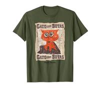 DreamWorks Puss In Boots: The Last Wish Gato con Botas Camiseta, Hombre, Verde Oliva, XL