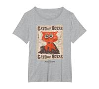 DreamWorks Puss In Boots: The Last Wish Gato con Botas Camiseta, Mujer Tallas Grandes, Gris Jaspeado, 1XL Grande