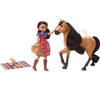 Dreamworks Spirit HHR35 - Juego de Mesa de Picnic con Caballo espíritu y muñeca de la Suerte (Pelo Moreno), Incluye Manta, Cesta y Accesorios, Juguete para niños a Partir de 3 años