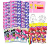Dreamworks Trolls Mini Party Favors Set para niños - Paquete con 24 Mini Trolls Grab n Go Play Packs con páginas para colorear, calcomanías y más (Trolls suministros para fiesta de cumpleaños)