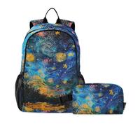Dreamy and Colorful Starry Sky Boy Mochila con bolsa de almuerzo, bolsa escolar y lonchera para niños y niños, mochilas y lonchera 7-10, Cielo estrellado de ensueño y colorido