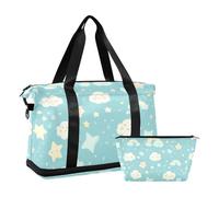 Dreamy Baby - Bolsa de gimnasio con correa ajustable para viajes, 2 unidades, color azul, Nubes azules de ensueño, 1 size