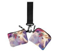 Dreamy Christmas Unicorns - Tarjetero pequeño portátil con cremallera y bolsillo con cremallera para mujer, 2 paquetes