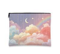 Dreamy Cloud - Bolsa de maquillaje para mujer, diseño de arcoíris pastel, bolsa de viaje para mujeres, bolsa pequeña portátil de lona con cremallera, organizador de artículos de aseo para el cuidado
