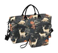 Dreamy Deer Ukiyo-e - Bolsa de viaje plegable para fin de semana con correa ajustable