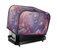 Dreamy - Funda para tostadora de cama de flores moradas para 2 rebanadas de cocina, fundas para electrodomésticos pequeños con bolsillos, protección contra el polvo y las huellas dactilares