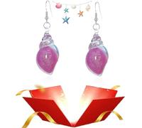 Dreamy Glow Seashell Earrings, Colorful Glow-in-the-Dark Seashell Earrings, Vintage Conch Ear Dangle, Women Boho Accessory Colorful Resin Ear Dangle Gifts (Rose)
