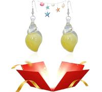 Dreamy Glow Seashell Earrings, Colorful Glow-in-the-Dark Seashell Earrings, Vintage Conch Ear Dangle, Women Boho Accessory Colorful Resin Ear Dangle Gifts (Yellow)