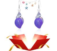 Dreamy Glow Seashell Earrings, Colorful Glow-in-the-Dark Seashell Earrings, Vintage Conch Ear Dangle, Women Boho Accessory Colorful Resin Ear Dangle Gifts (Purple)