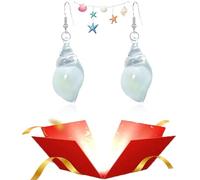 Dreamy Glow Seashell Earrings, Colorful Glow-in-the-Dark Seashell Earrings, Vintage Conch Ear Dangle, Women Boho Accessory Colorful Resin Ear Dangle Gifts (White)