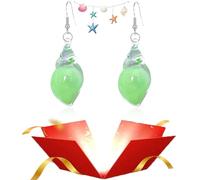 Dreamy Glow Seashell Earrings, Colorful Glow-in-the-Dark Seashell Earrings, Vintage Conch Ear Dangle, Women Boho Accessory Colorful Resin Ear Dangle Gifts (Green)