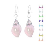 Dreamy Glow Seashell Earrings, Glow-In-The-Dark Seashell Earrings, Bohemian Hawaii Seashells Earring, Vintage Conch Shell Earring (Pink)