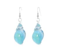 Dreamy Glow Seashell Earrings, Glow-In-The-Dark Seashell Earrings, Bohemian Hawaii Seashells Earring, Vintage Conch Shell Earring (Blue)