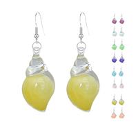 Dreamy Glow Seashell Earrings, Glow-In-The-Dark Seashell Earrings, Bohemian Hawaii Seashells Earring, Vintage Conch Shell Earring (Yellow)