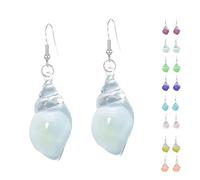 Dreamy Glow Seashell Earrings, Glow-In-The-Dark Seashell Earrings, Bohemian Hawaii Seashells Earring, Vintage Conch Shell Earring (White)