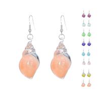 Dreamy Glow Seashell Earrings, Glow-In-The-Dark Seashell Earrings, Bohemian Hawaii Seashells Earring, Vintage Conch Shell Earring (Orange)