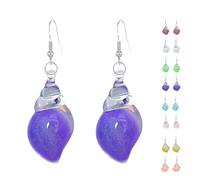 Dreamy Glow Seashell Earrings, Glow-In-The-Dark Seashell Earrings, Bohemian Hawaii Seashells Earring, Vintage Conch Shell Earring (Pueple)