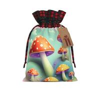 Dreamy Little Mushroom Santa - Bolsa de regalo de Navidad con cordón de tela, ideal para envolver regalos y celebraciones festivas