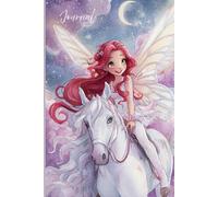 Dreamy Red-Haired Fairy Journal - Magical Angelic Art with Crescent Moon & Stars: A whimsical pastel watercolor notebook featuring a smiling fairy ... art inspiration, and creative writing.