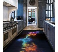 Dreamy Style 160x200cm Machine lavable Alfombra For salon Girl Boys dormitorio habitacion infantil Night Time Sea Scenery antideslizante Backing Alfombrilla Colorful and Cute Whale Tapete moderno