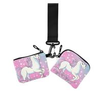 Dreamy Unicorn Magical - Carteras mágicas para mujer, monedero de gran capacidad, monedero con cremallera y bolsillo para monedas, 2 paquetes, Dreamamy Unicornios mágicos, 1 size, Casual