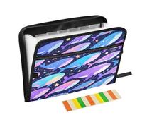 Dreamy Whale Purple - Carpeta expandible de 13 bolsillos con etiquetas, organizador de documentos A4 con cremallera