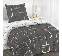 Dreamzie 1 Funda Nordica Cama 140x200 cm Diseño Geométrico Grises con 1 Funda Almohada 65x65 cm Funda Nordica 140x200 de 100% Microfibra - Certificada Oeko Tex