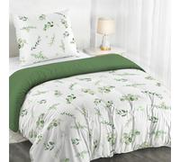 Dreamzie 1 Funda Nordica Cama 90 Diseño Botánico Verde Salvia con 1 Funda Almohada 80x80 cm Funda Nordica 135x200 de 100% Microfibra - Certificada Oeko Tex