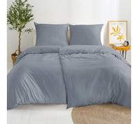 Dreamzie 2 Funda Nordica Algodon Satinado 135x200 cm - Gris - Ropa de Cama, Funda Edredon 135x200 cm y 2 Funda Almohada 80x80 cm - Algodón Satinado - 4 Piezas