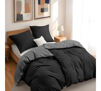 Dreamzie 2 Funda Nordica Cama 135x200 cm con 2 Funda Almohada 80x80 cm - Negro/Gris Oscuro - Funda nordicas 135x200 de 100% Microfibra. Funda Nórdica Certificada sin Productos Químicos