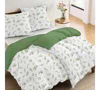 Dreamzie 2 Funda Nordicas Cama 90 Diseño Botánico Verde Salvia con 2 Funda Almohada 80x80 cm - Diseño Botánico Verde Salvia Funda Nordicas 135x200 de 100% Microfibra - Certificada Oeko Tex