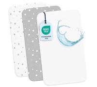 Dreamzie 2 Sabanas Minicuna + 1 Protector Colchón Cuna Impermeable Bebe⎥100% Algodón para Cuna, Moisés - 50x83 cm Estampado Stars