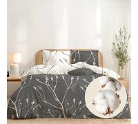 Dreamzie Algodón 100% - 1 Funda Nordica Cama 150 (200x220) y 2 Fundas de Almohada 80x80 cm - Estampado Gris Abstracto - Cremallera & Oeko-Tex