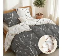 Dreamzie Algodón 100% - 2 Fundas nordicas Cama 90 (135x200) y 2 Fundas de Almohada 80x80 cm - Estampado Gris Abstracto - Cremallera & Oeko-Tex