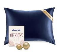 DREAMZIE Doble Cara 100% 19 mm Funda de Almohada de Seda Pura de moras para la Salud del Cabello y la Piel Funda, de Almohada con Cremallera Oculta, 1 Pieza, 50x70 cm, Azul Oscuro