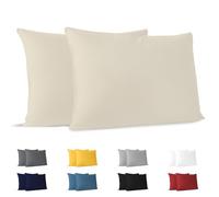 Dreamzie Funda Almohada 30x50 (Juego de 2) - Beige - para Las Almohadas 30 x 50 cm - 100% Algodon Jersey - Funda de Almohada Algodon - Funda Cojin para Cama - Protector de Almohada
